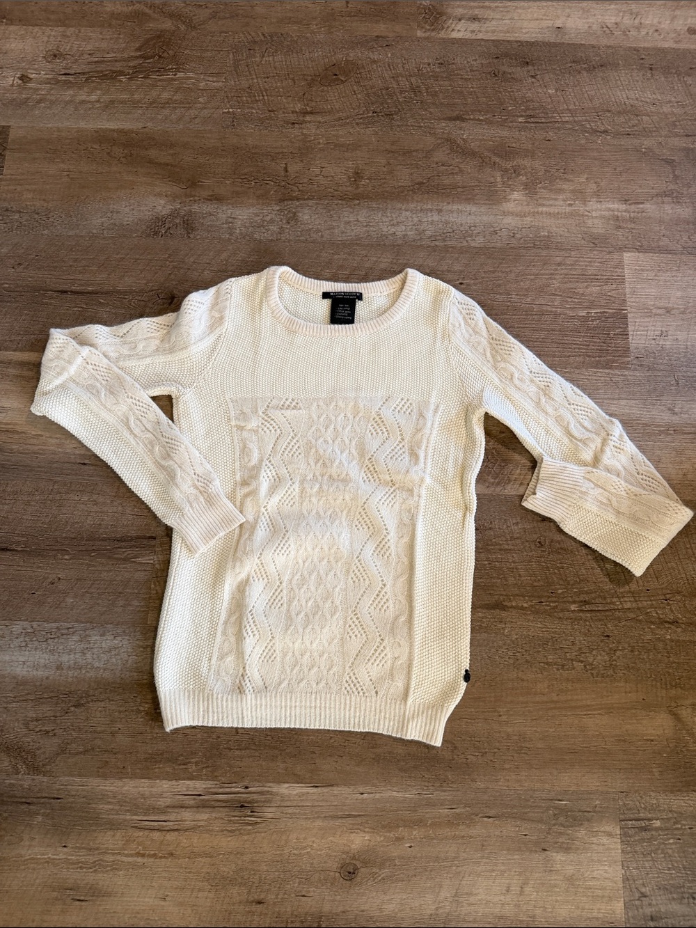 Vintage Maison Scotch Women's Ivory Cable Crewneck Sweater